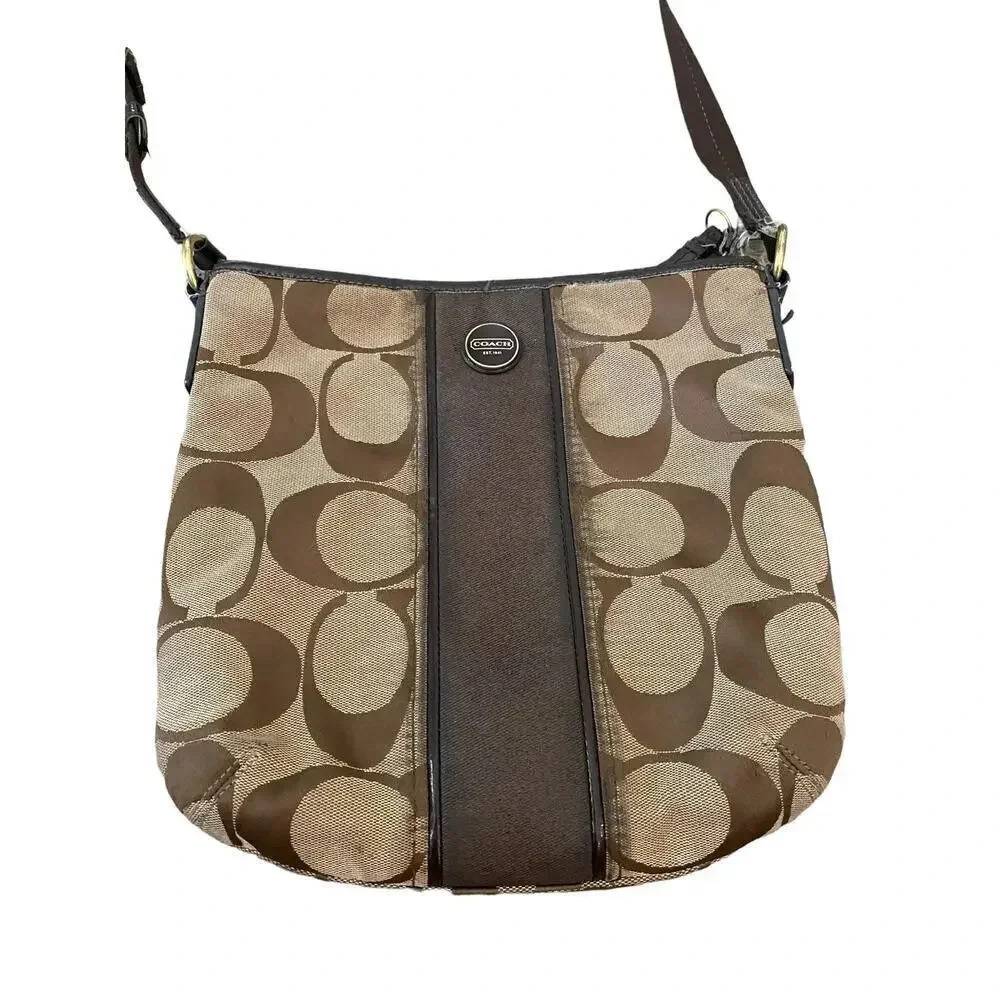 Coach Brown Crossbody Classic C’s Canvas Material Satchel Bag Purse - Picture 2 of 5